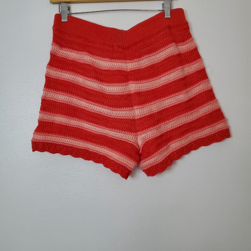 Madden NYC Shorts Women's Knit Pull On Waist Coral Knit Crochet Trim Tie Waist - Picture 5 of 10